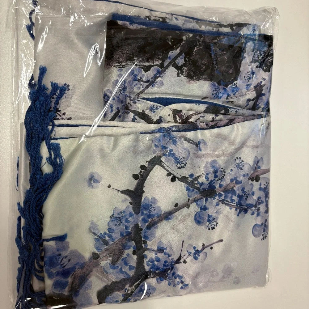 Oriental Floral/Plum‎ Blossom Print With Frindges Edges Scarf - 68